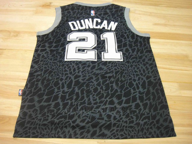 Camiseta Leopard Light Loco San Antonio Spurs Tim Duncan #21 Negro